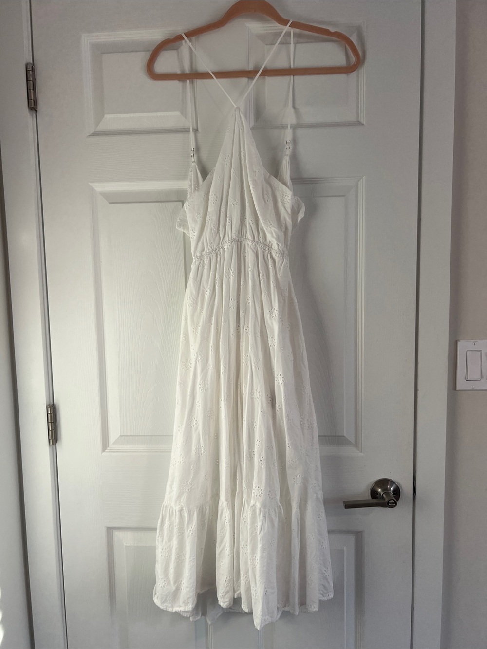Move out sale: White Eyelet Maxi Dress with Adjustable Straps